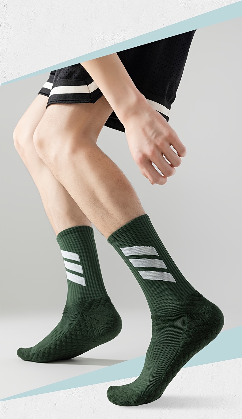 4 Pairs of Men'S Autumn And Winter Professional American-Style Elite Basketball Socks with Towel Bottoms & Sports Socks