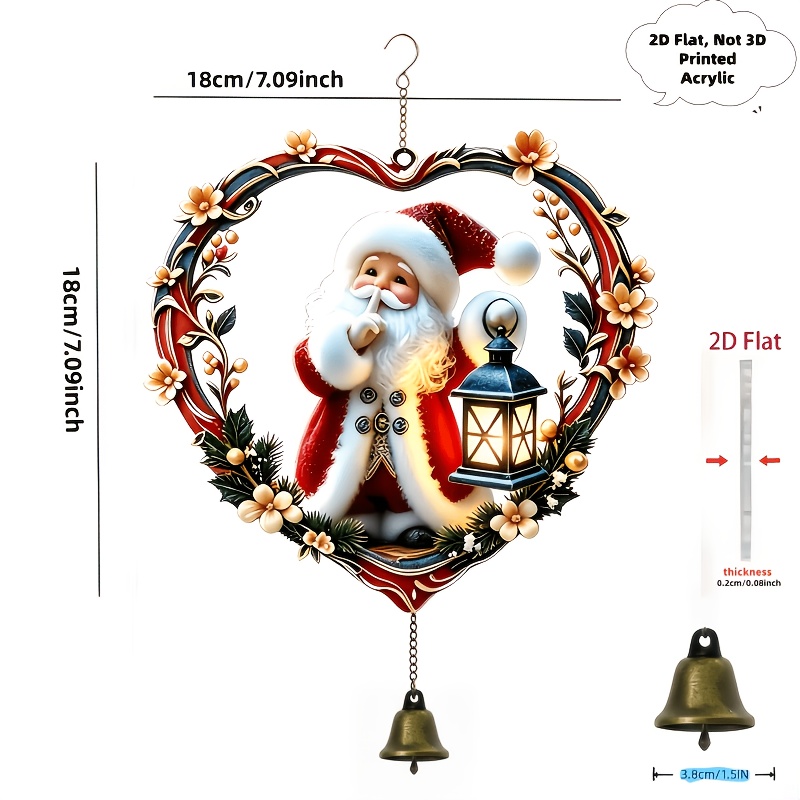 TEMU a forma di cuore con , decorativo da appendere, con che una e elementi natalizi. in metallo resistenti in stile vintage producono un suono dalla