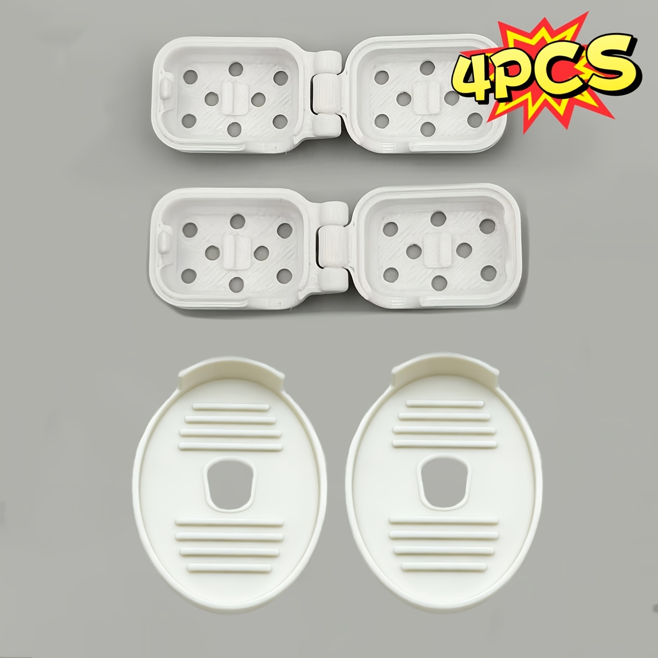 TEMU 4pcs Set Of Electric Toothbrush Additions (2pcs Base Drainage Mats And 2pcs Brush Head Covers). Drainage Mats Collect Water , Brush Head Covers