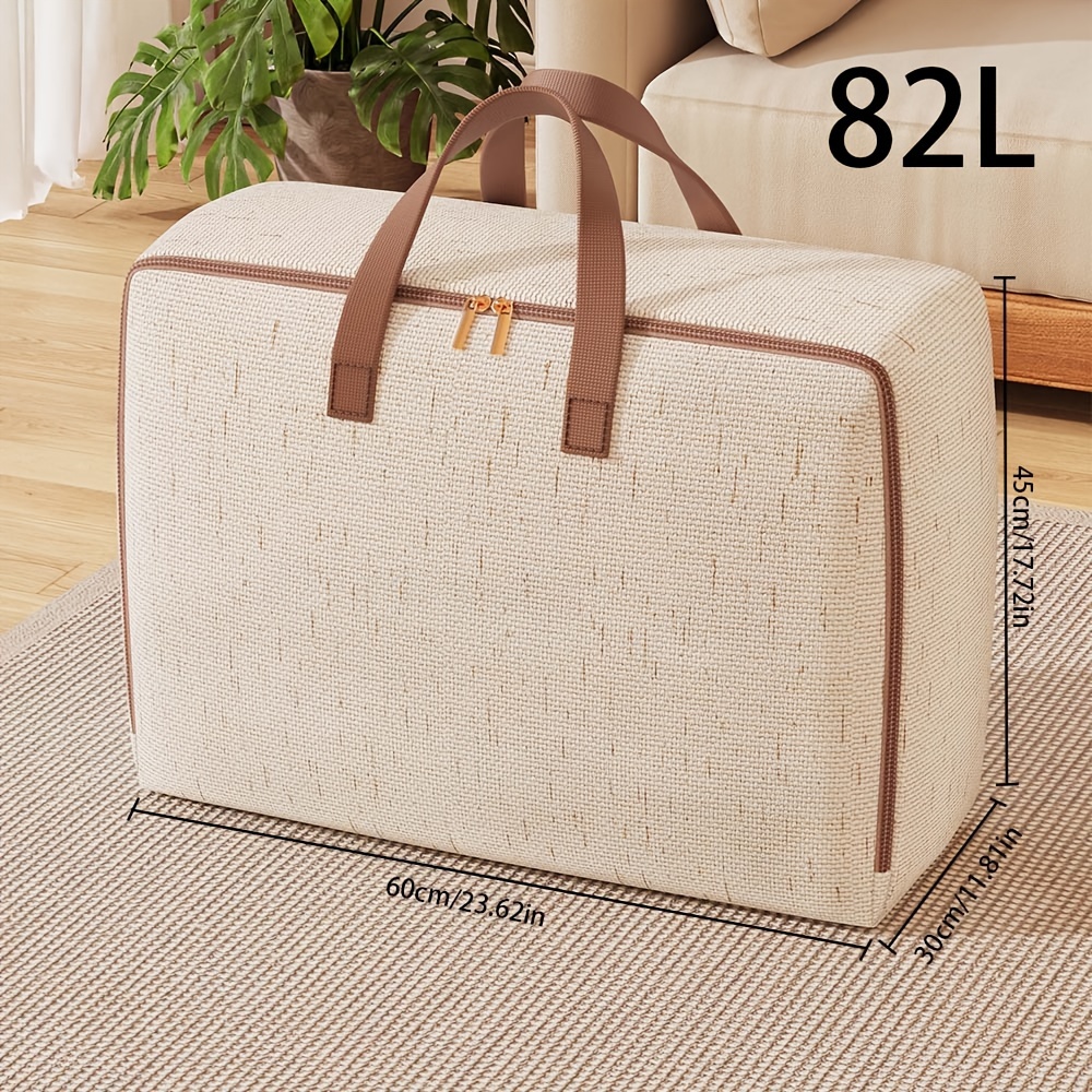 Extra Large Beige Storage Bag With Strong Handles & Zipper - Versatile Closet Organizer For Comforters, Blankets, Bedding, And Pillows