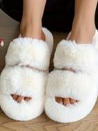 womens plush white indoor slippers soft corduroy upper with cozy fabric lining non slip rubber sole for and casual wear loungewear essentials decorative durable traction footwear