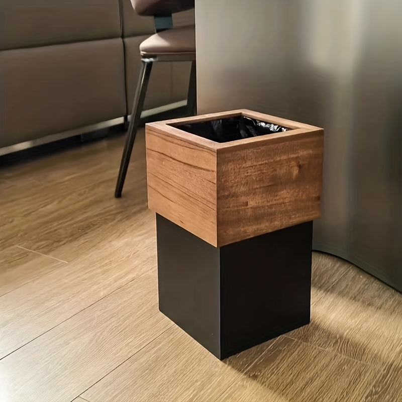 1pc   trash can with black lid   open paper basket for bedroom bedside living room hotel office Product details 1