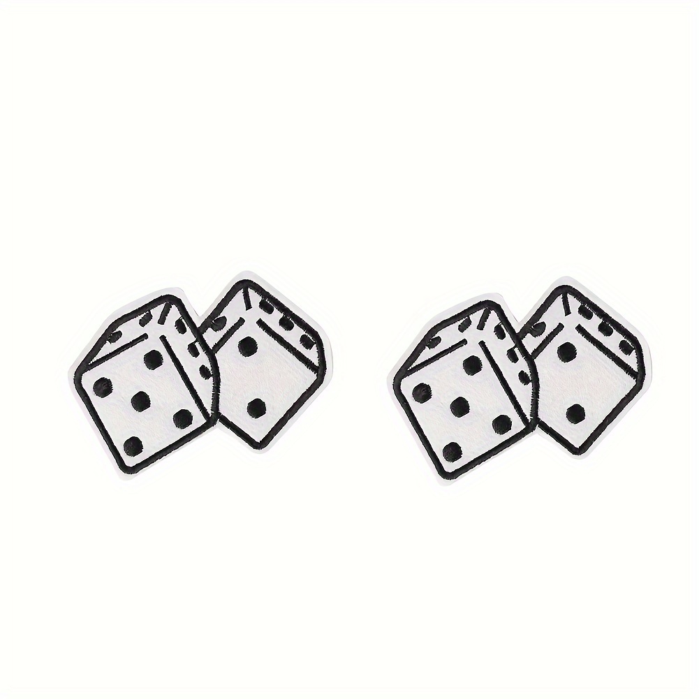 2Pcs/3Pcs Personalized Ironing Hand-Sewn Appliques Exquisite Flame Dice Embroidery Cloth Patch Denim Clothes Decoration DIY Adhesive Hole Patch