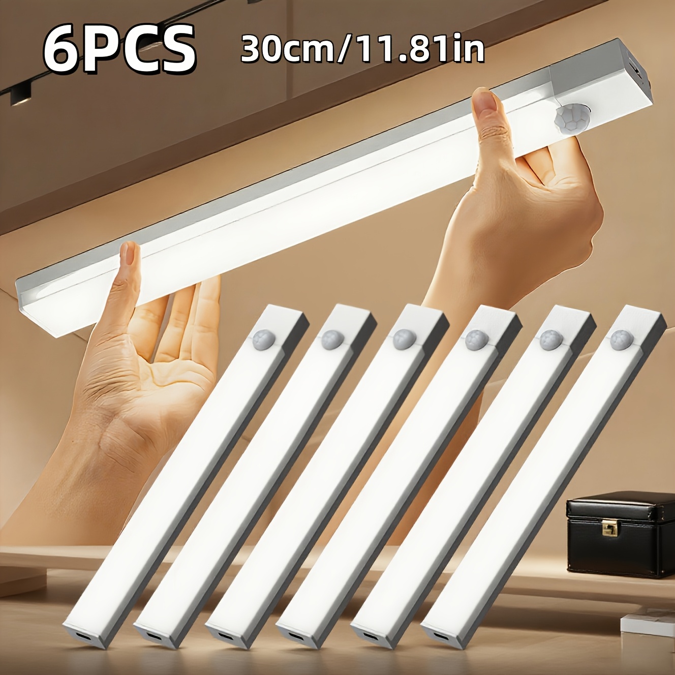 GTQPS LED Motion Sensor Cabinet Lights – USB Rechargeable Wireless Night Light with Dimmable Brightness, 3 Modes & Magnetic Design for Kitchen, Bedroom & Office — Zaynora Luxury Marketplace
