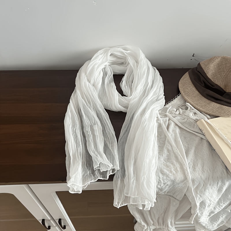 TEMU Ce châle long facile à plier, avec des plis dimensionnels naturels et de délicieuses petites étiquettes de tissu comme détails, est discret et