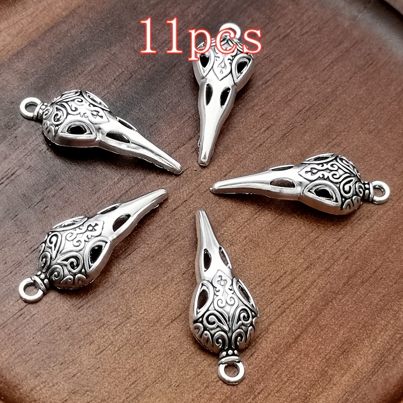 TEMU 11pcs Retro Skull Bird Head Charm Pendant Women's Fashion Pendant Handmade Necklace Earrings Bracelet Additions Bohemian Style Jewelry Additions