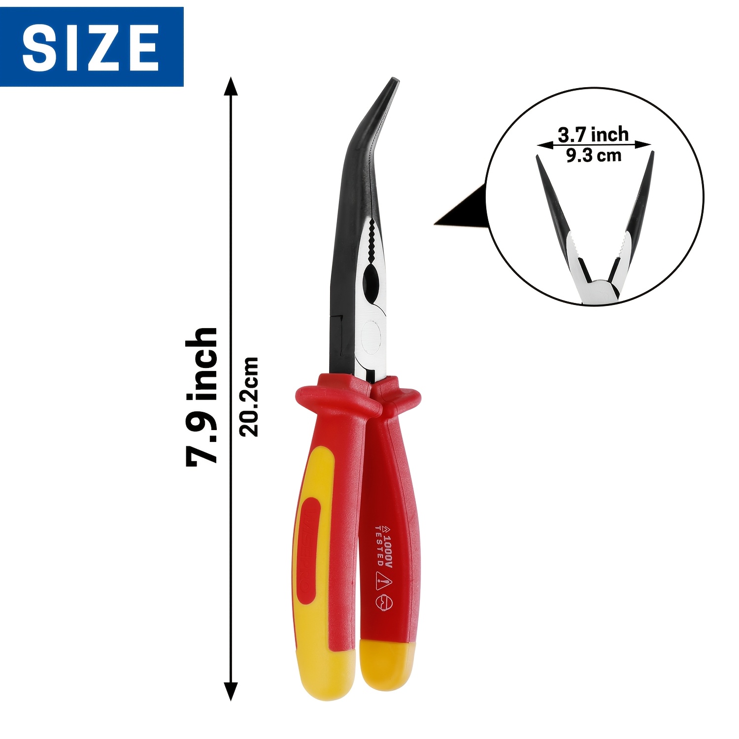 Image of 6/8 Inch 1pc Insulated Long Nose Pliers, With Straight/curved Nose Insulated Long Nose Side Cutters Suitable For Electrician Electrical Tasks, Wires And Projects