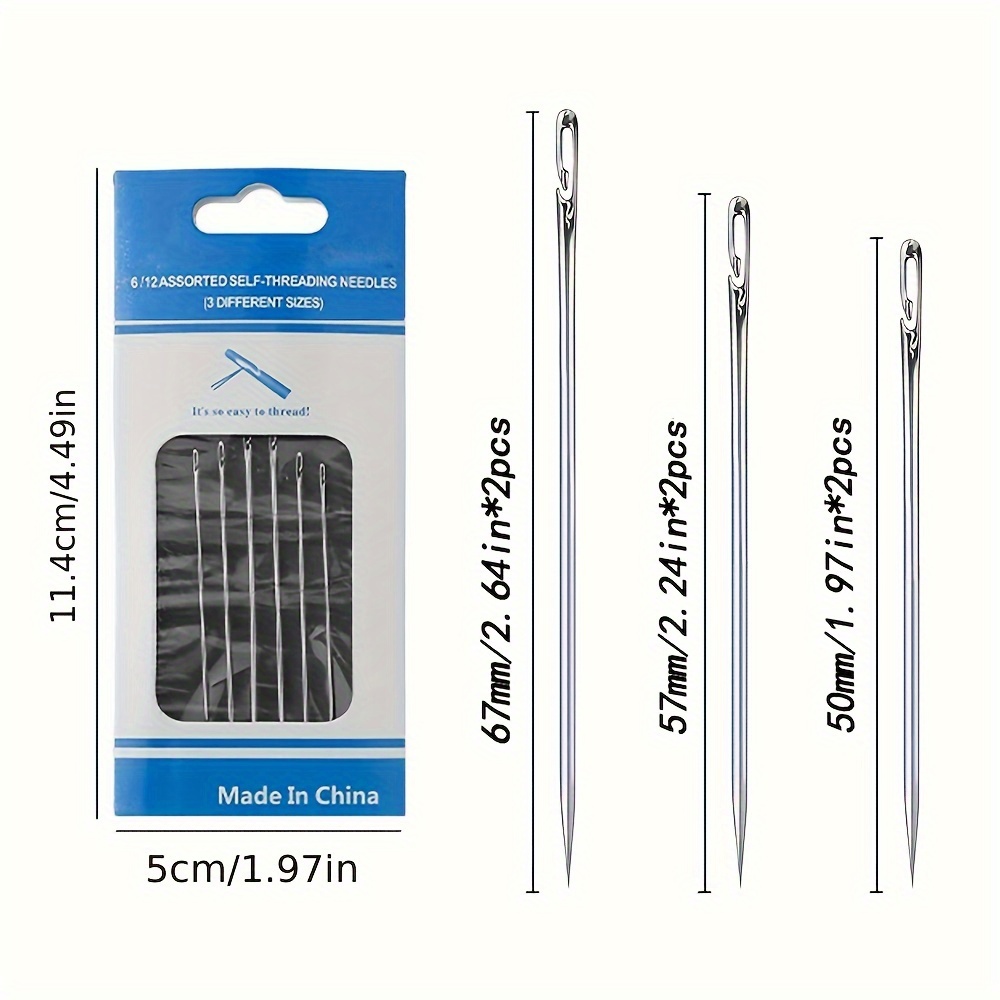 6/12 Assorted Self-Threading Needles 3 Different Sizes for Hand Sewing -  China Sewing Needle and Sewing Needle Kit price