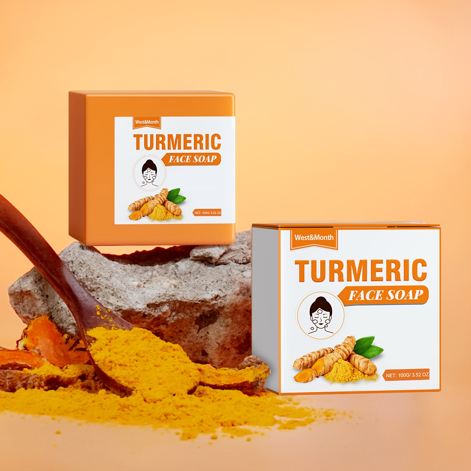 Turmeric Facial Soap, Moisturizing Face In Winter, Gentle Cleansing Cleansing Soap 200g-2pcs