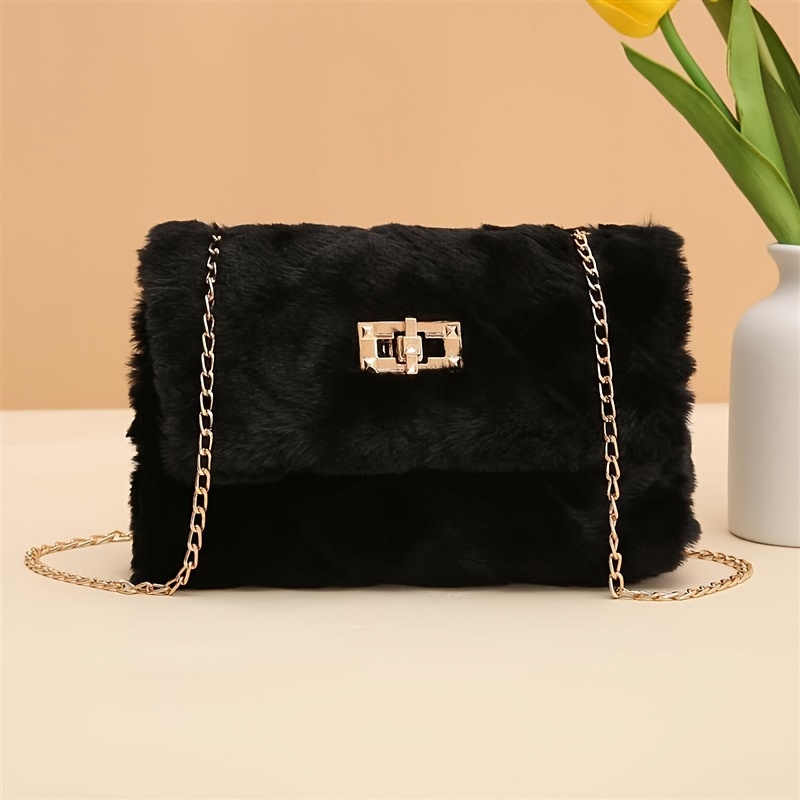 

Fur Crossbody Bag - , Fluffy Shoulder Purse For Women, Lining & Removable