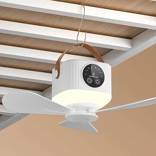 remote control wall mounted electric fan usb rechargeable portable outdoor fan with led ambient light large capacity battery powered with long portable high speed fan fast cooling and dehumidifying electric fan summer camping fan