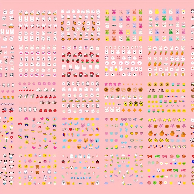 Of About 1000pcs Pattern Nail Stickers Non-toxic And Odorless Luminous Cartoon Stickers Nail Stickers Removable Creative Interactive Toy Stickers