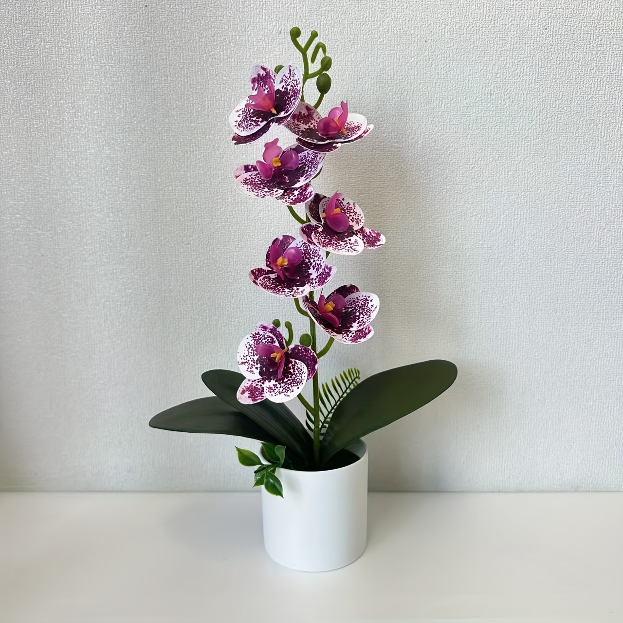 A Potted Phalaenopsis Orchid, 7 Spring And Summer Simulation Orchid Potted Plants, Suitable For Festival Decoration, Home Wedding Photography Props, No Battery Required