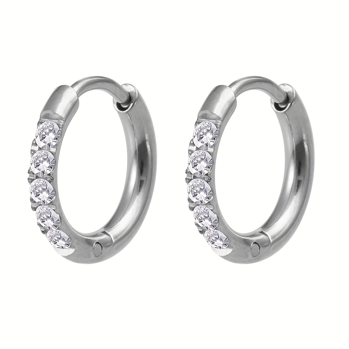E-shop 1/2 Stk Synthetische Zirkonia Creolen Edelstahl Klick- Ohrstecker für Knorpel, Helix, Tragus und Daith Lippieringe Körperschmuck
