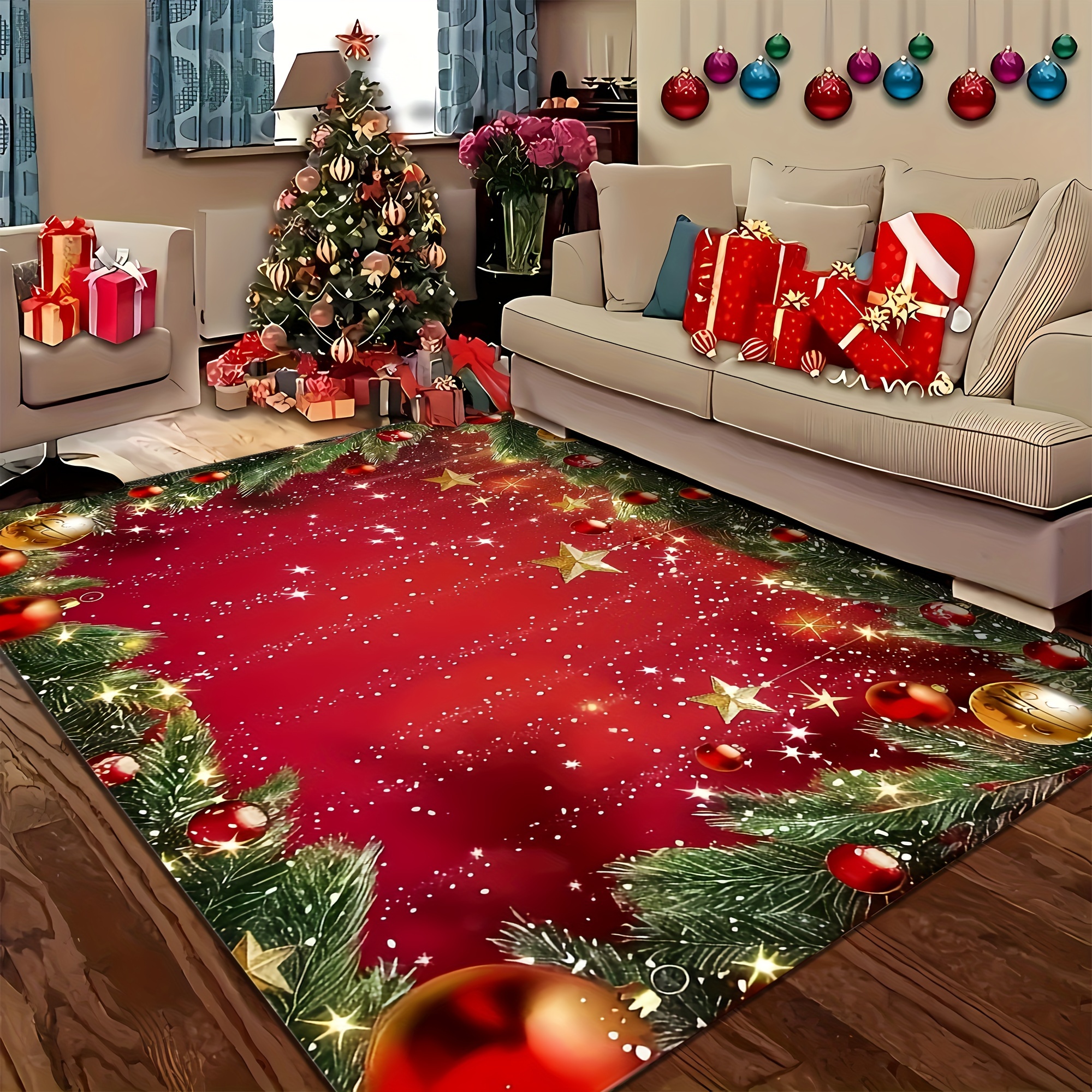 TEMU Christmas, Christmas Decoration, Mat - Floor Mat, Suitable For Living Room, Bedroom And Dining Room - Add And To Home Decor And Room Decor,