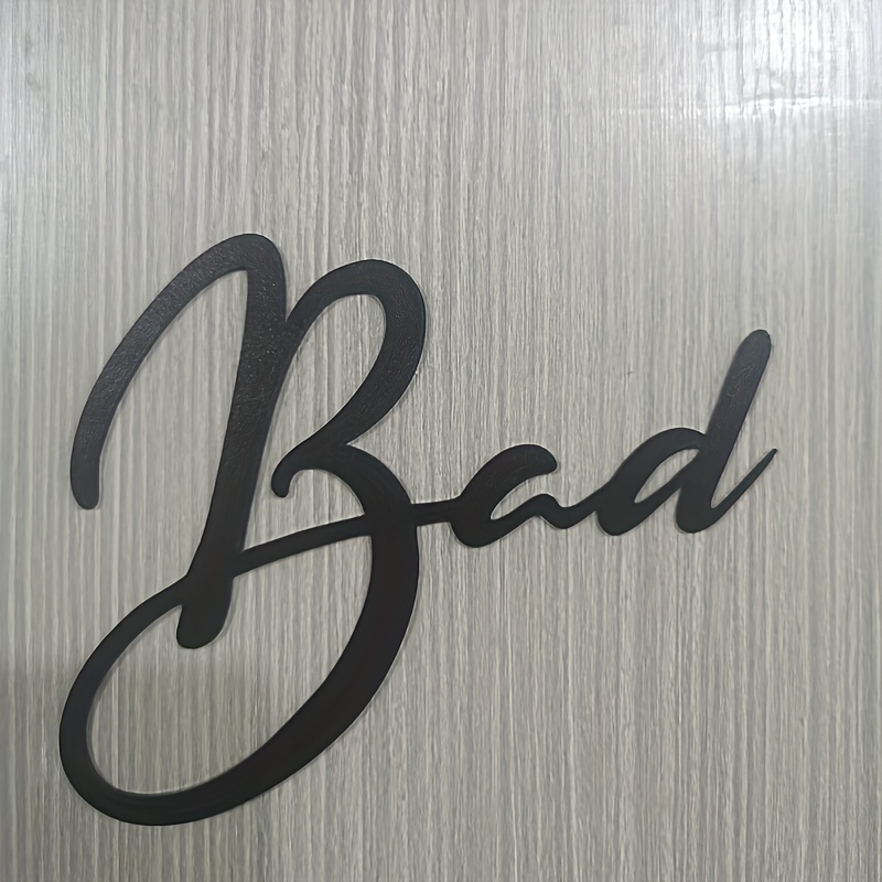 Image of Bad Sign, Bathroom Door Plate, Bathroom Sign, Elegant Font Design, , Home Toilet, Restroom, Decorative Letter Sign For Bathroom Door (black) Halloween Christmas Decoration