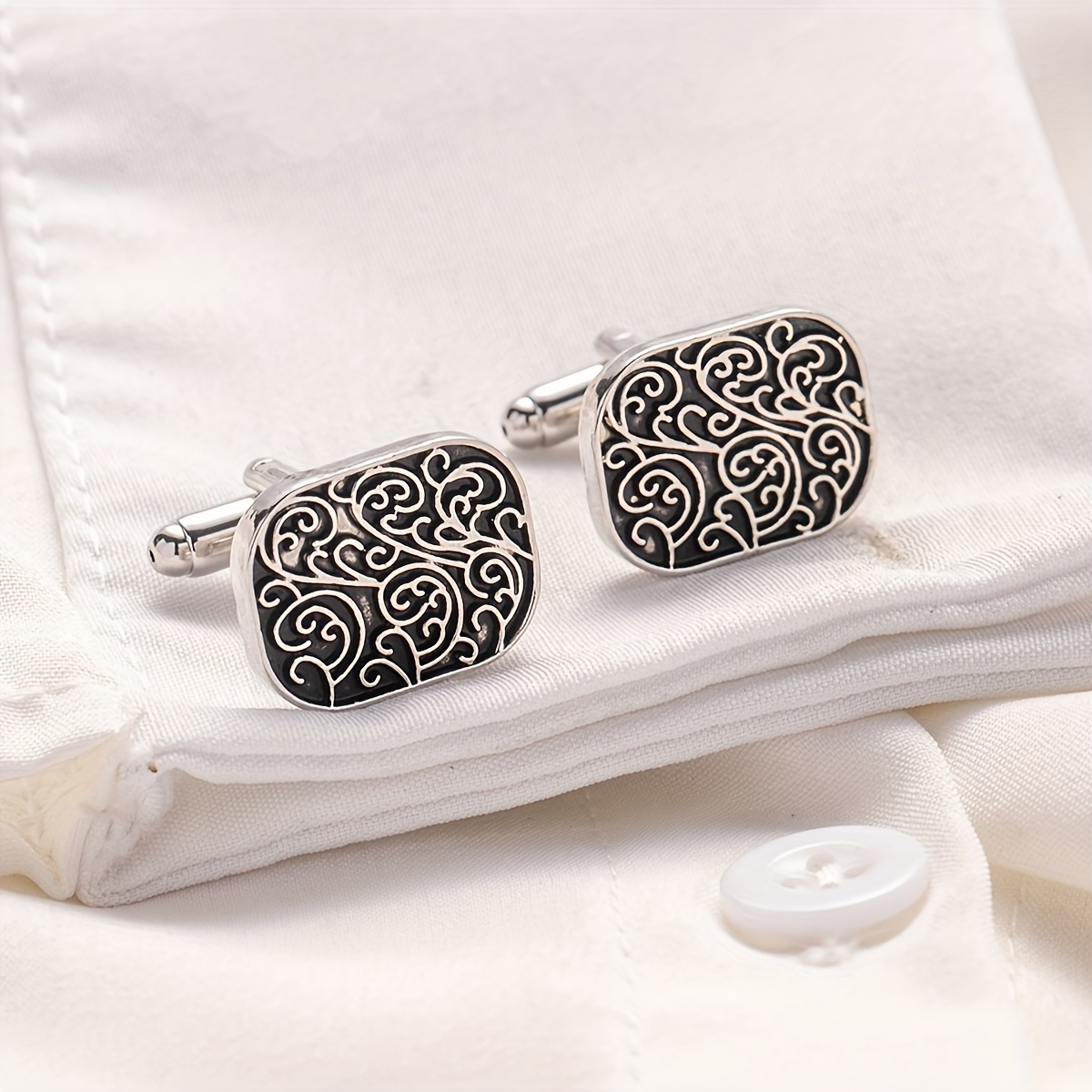 TEMU A Pair Of Popular Classic Retro Roman Pattern Cufflinks For Fashionable Men's Shirts, Shirt Sleeves, And Cufflinks