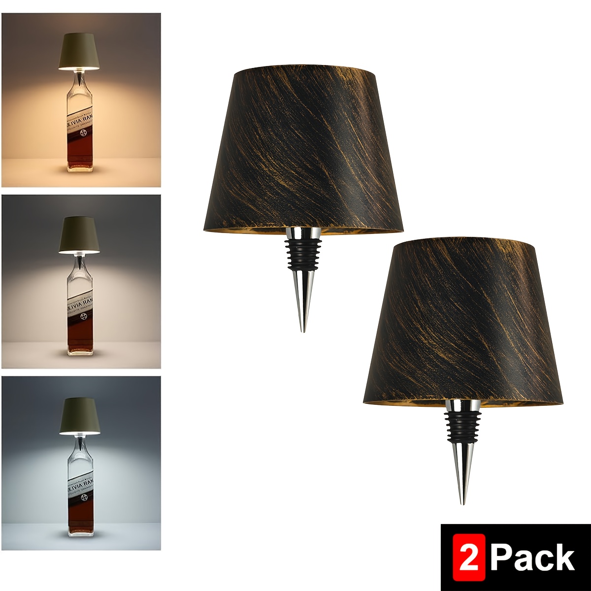 2-Pack Adjustable USB Rechargeable LED Bottle Lamp