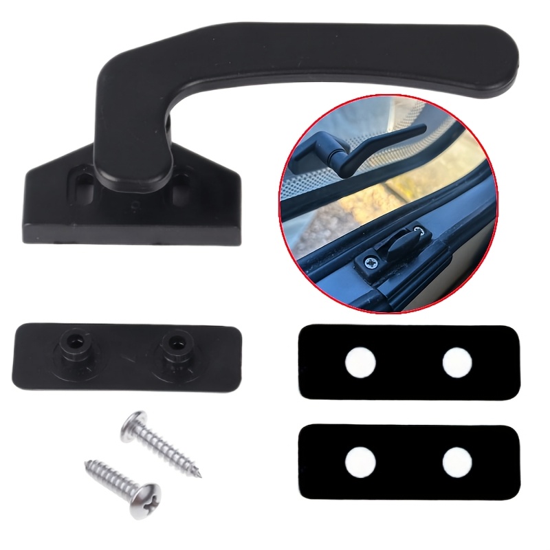 TEMU 1set For Window Black Lever Latch Lock Catch 2 Hole With Mounting Parts Motorhome