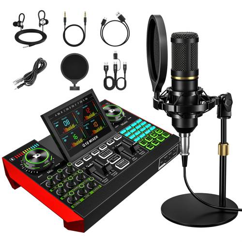 g10 microphone mixer set for podcasting singing gaming and djing this professional studio equipment is designed for recording electronic music and a powerful karaoke machine with a dynamic condenser wire