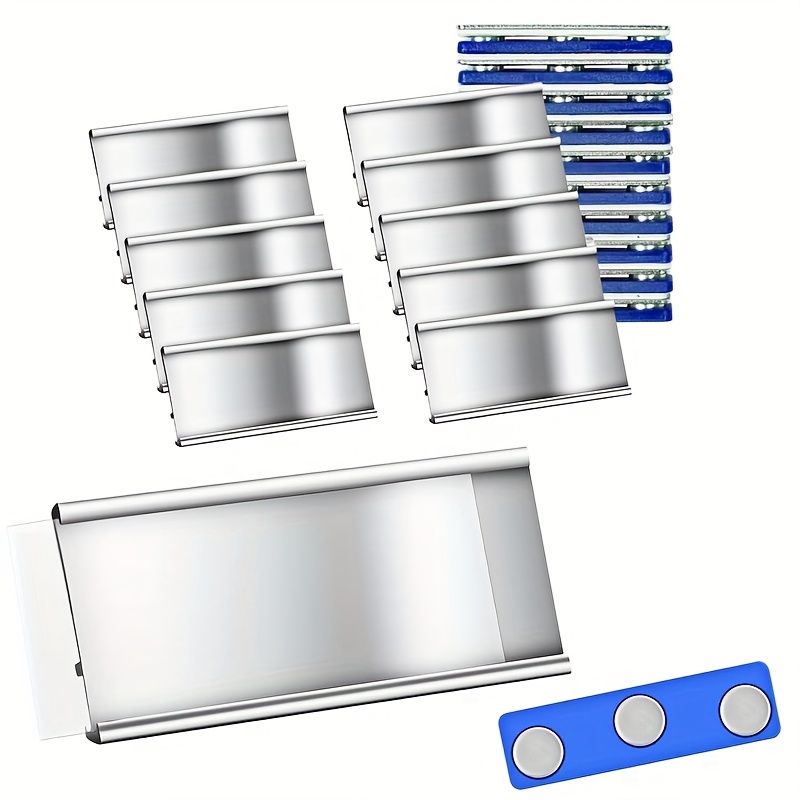 10pcs set of magnetic name tags with self   back durable aluminum name badge suitable for   and conference use