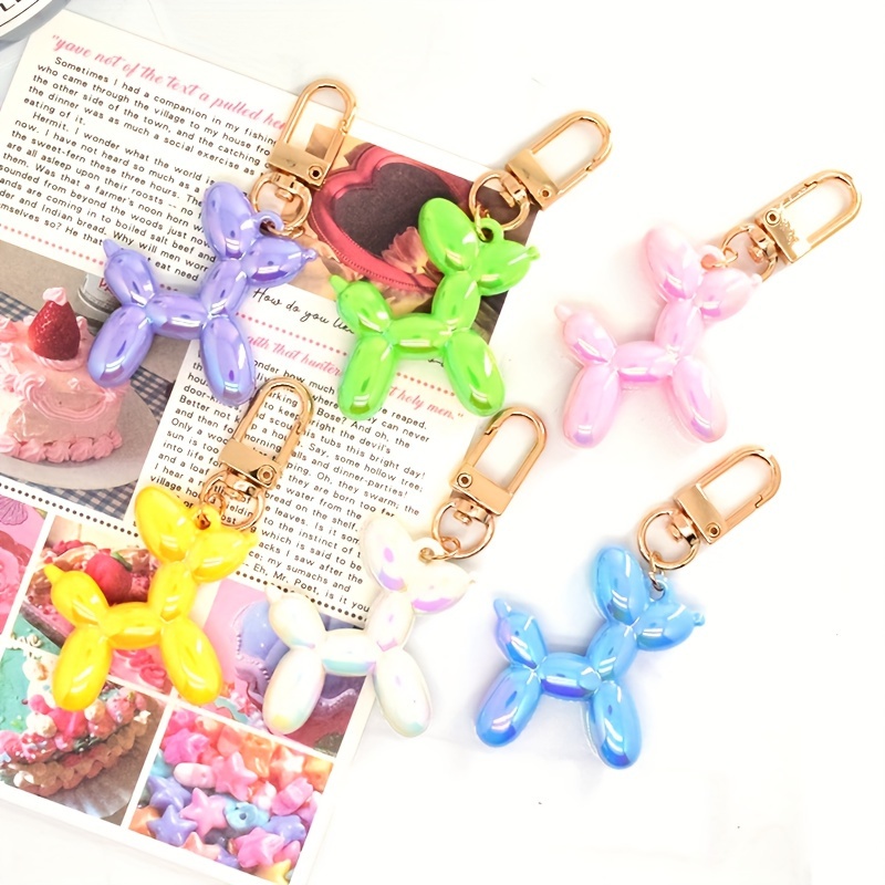 

1pc Acrylic Balloon Dog Keychain Cute Cartoon Holographic Animal Key Ring Pendant Bag Hanging Accessories Jewelry