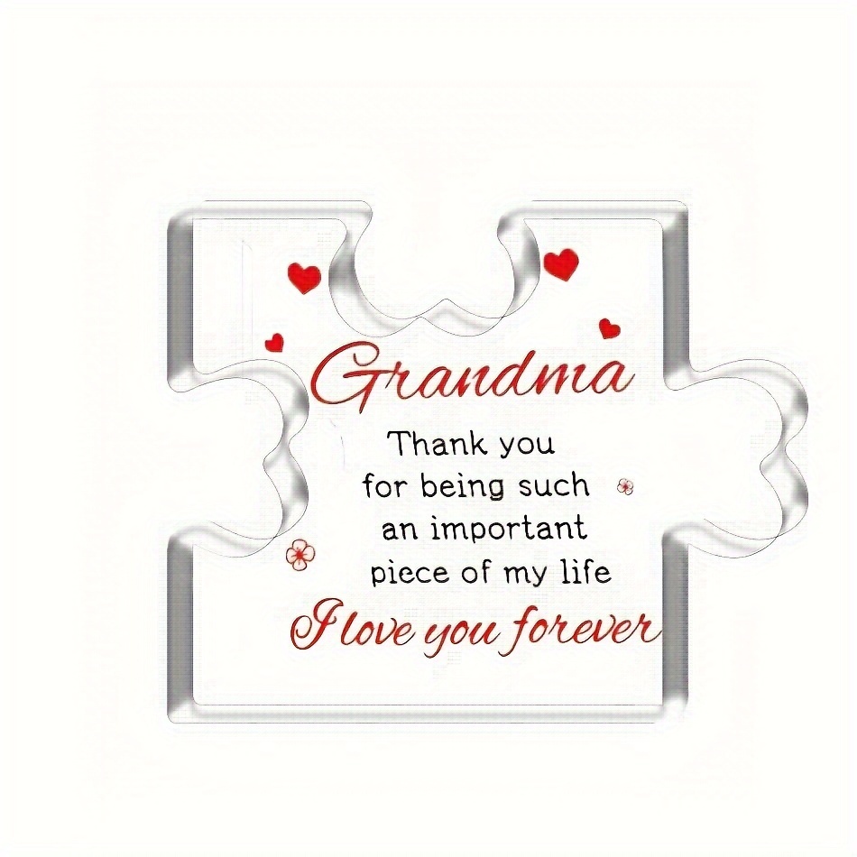 

1pc, Desk Ornament, Acrylic Puzzle Nameplate, Transparent Message For Grandma, Thank You & Display, Ideal Gift For Home