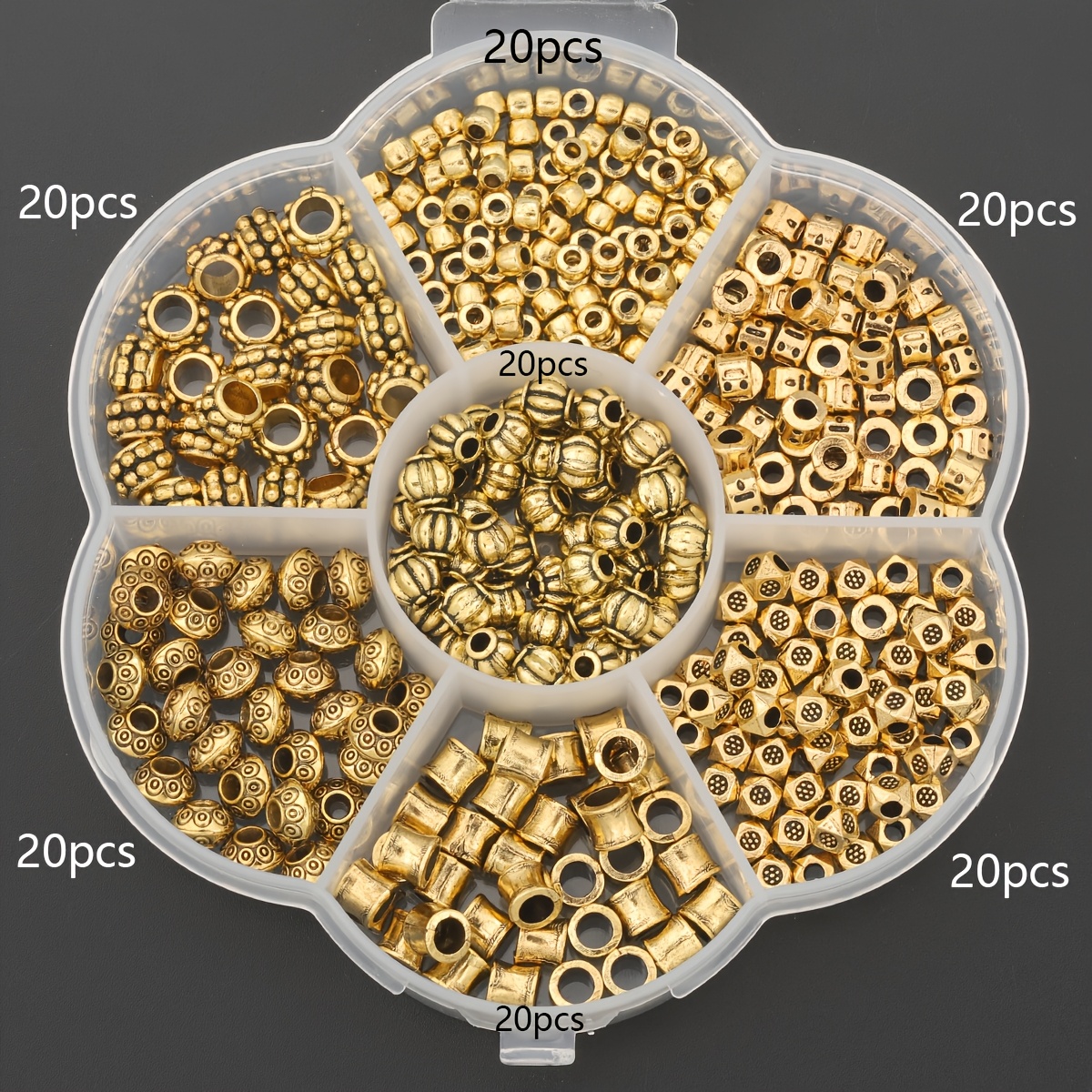 TEMU 140pz/Scatola Set di Perline Distanziatrici Dorate Antiche a Forma di UFO in di , Perline Distanziatrici con Texture 3D, Connettori per Perline,