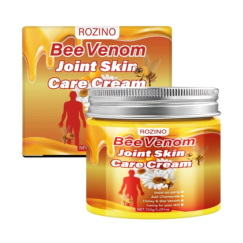 Bee Venom Joint Massage Cream | Contains Natural Ingredients Like Bee Venom, Chamomile, Aloe Vera, Moisturizes Joints, Protects Skin, Locks in Moisture, Softens And Smooths Skin, Suitable for All Skin Types, by ROZINO