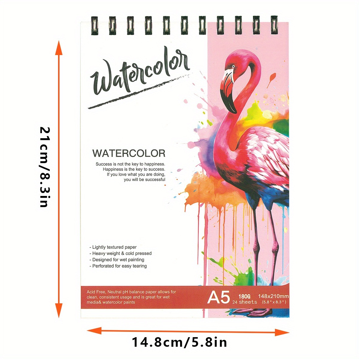 E-shop Großes spiralgebundenes Aquarell-Notizbuch - A5 Format, hochwertiger, dicker , dicke Papierseiten, geeignet für Malen und Aquarell, ideal für