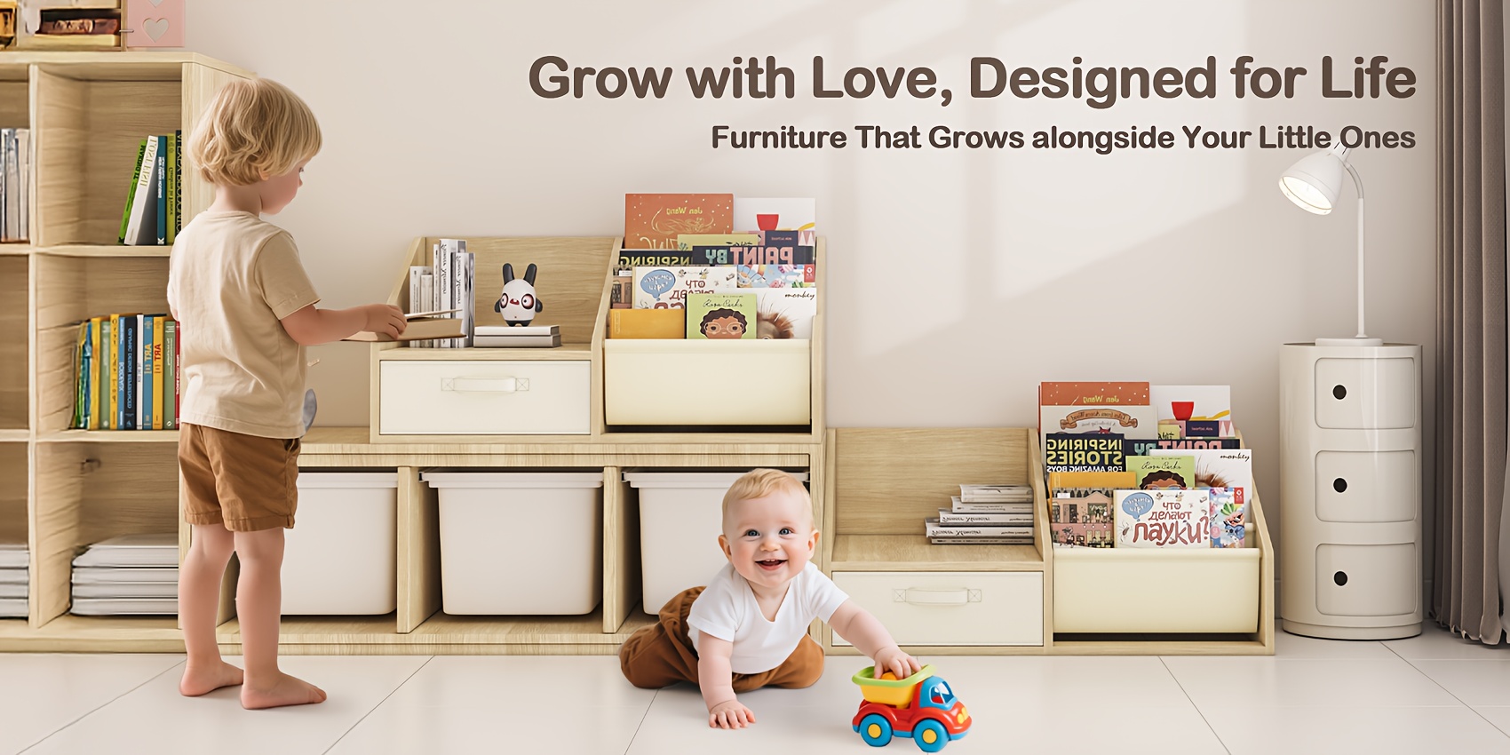 ! 5-Pocket Fabric Toddler Bookshelf + Drawer, Easy Assembly, Nursery & Playroom Reading Corner Storage Must-Have, Limited Time Offer
