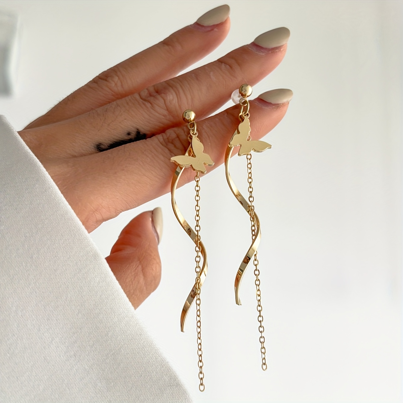 1 Pair Of Exquisite Drop Earrings For Women, Elegant Long Earrings With Twisted