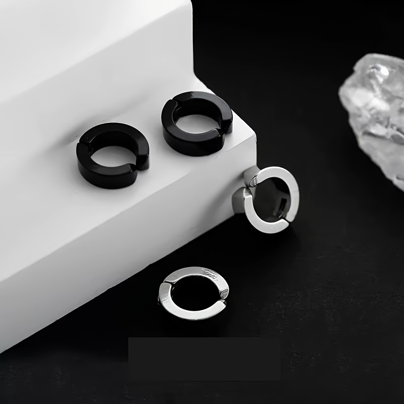 1 Pair/2 Pairsof Stainless Steel Men's Ear Clips Non-piercing Earrings Punk Clip Earrings for Men and Women, No Gems