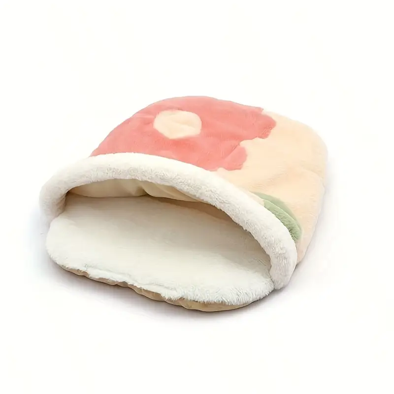 a versatile warm semi enclosed cat bed with a cushion suitable for including a blanket and sleeping bag for pets Product details 2
