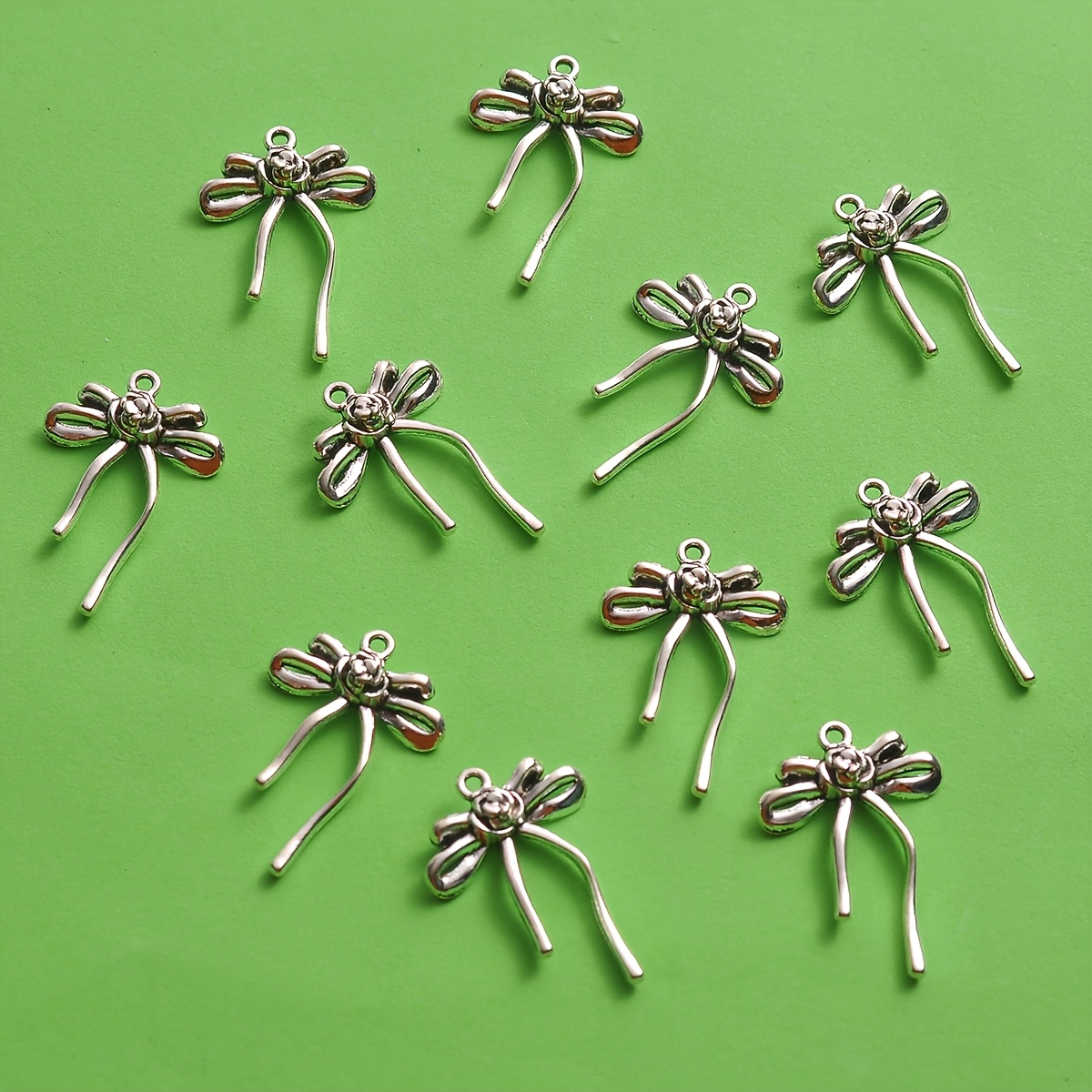 7pcs Vintage Rose Bow Mini Charms for Jewelry Making