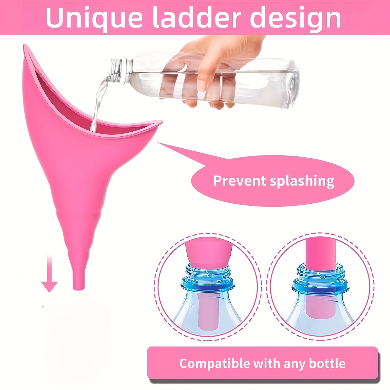 Portable Women's Urinal with Reusable Funnel and Leak-Proof Design - Pink, Includes Gray Drawstring Bag for Easy Storage - Perfect for Camping, Hiking, and Travel, Camping Gear | Discreet Urinal | Durable Construction, Toiletry Travel Bag