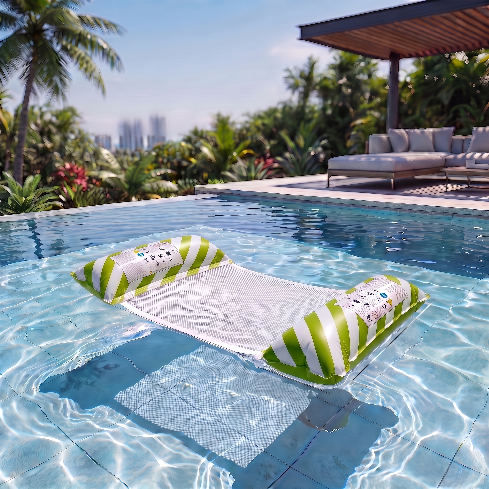 Lemon Print Inflatable Float Lounge Chair with Pillow