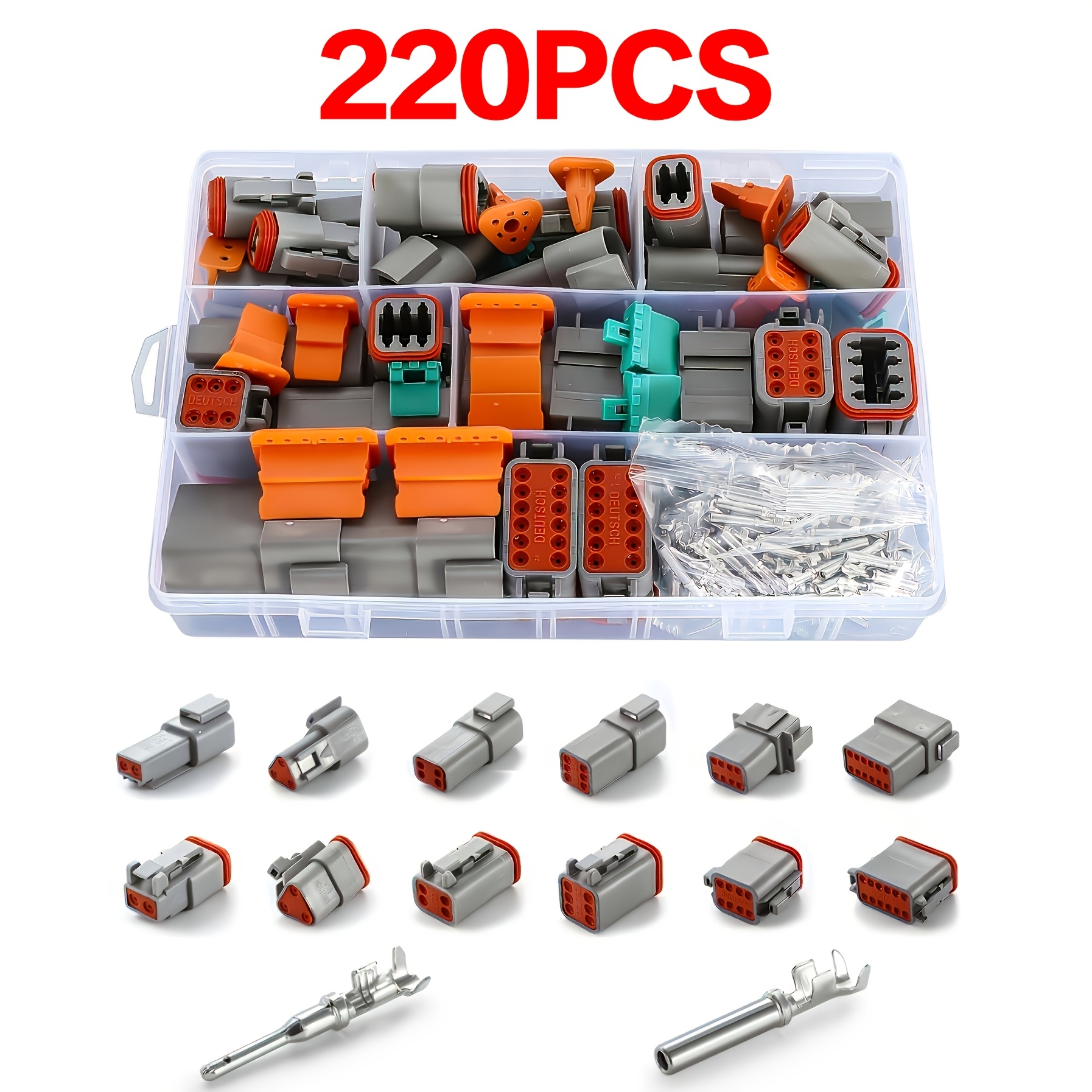 TEMU 220pcs Deutsch Dt Series Connector Assortment, Size 16 Stamped Contacts, Automotive Electrical Connectors