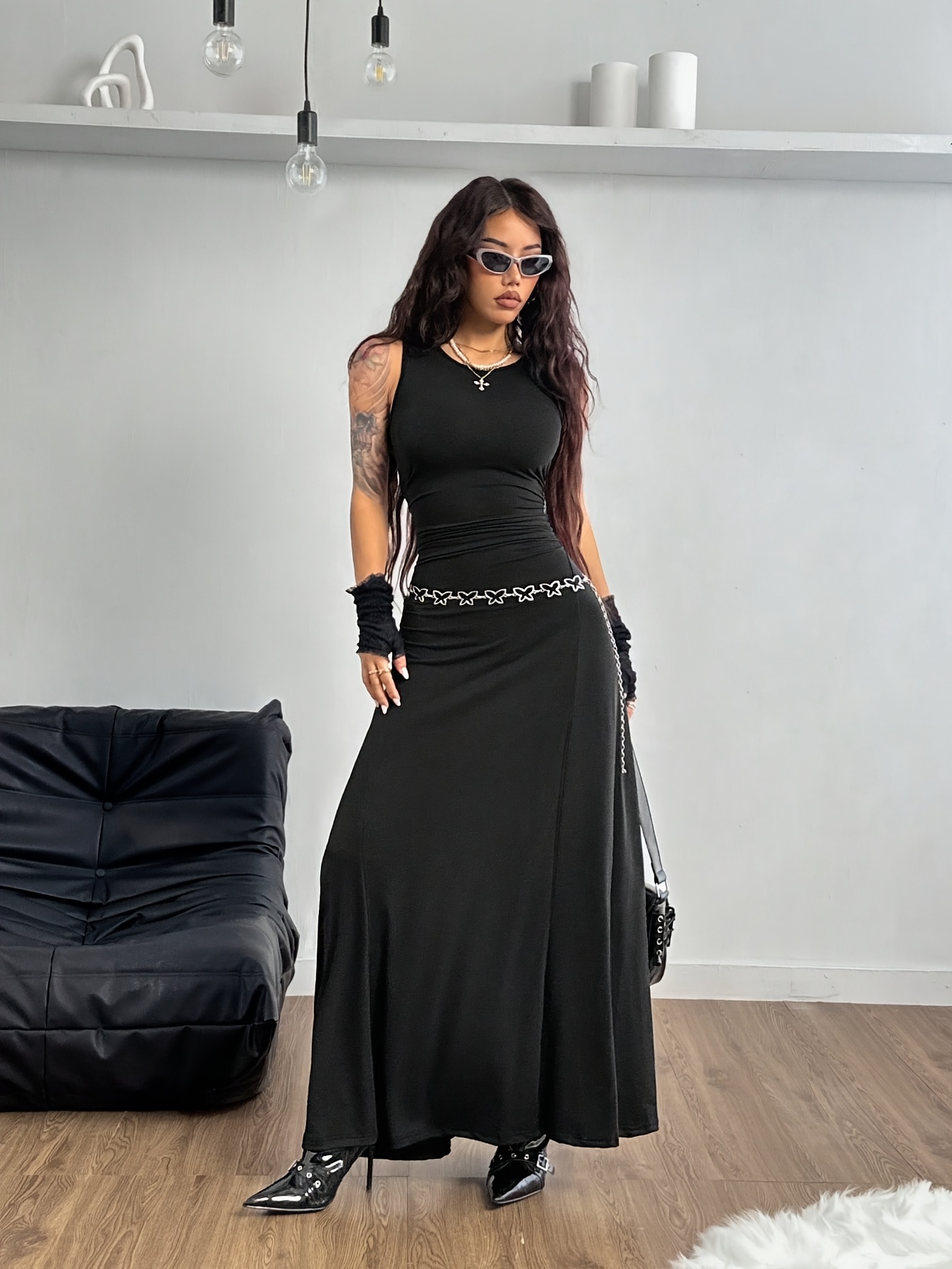 princess polly baby blue dress Black Bodycon Maxi Dress – Kochila Couture main image 0