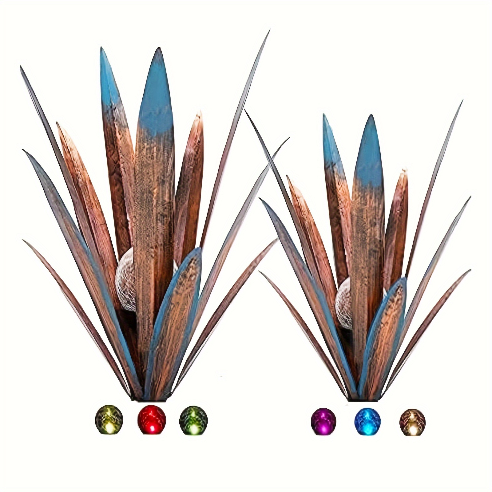 

2pcs Metal Agave Lawn Lights, Plant Home Decoration, Patio Decoration, Lawn Decoration (multi-color Led Solar Light)