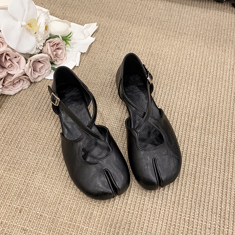 TEMU レディース ハンドメイド ヴィンテージ メリー バレエ - スプリットトゥ ラウンドトゥ ソフ ローファー クロスストラップ留め具付き ワイドフィット カジュアル・通勤向け オール対応ソールスニーカー ラウンドトゥシューズ トなレディースシューズ
