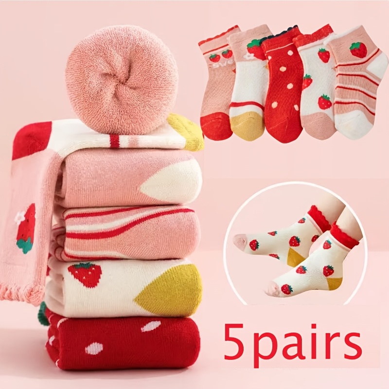 TEMU 5 Pairs Of Socks Plus Velvet And Thick Terry Socks For And Socks For Autumn And Winter, Mid-tube For Boys And Girls, Knee-high Socks For Autumn And Winter