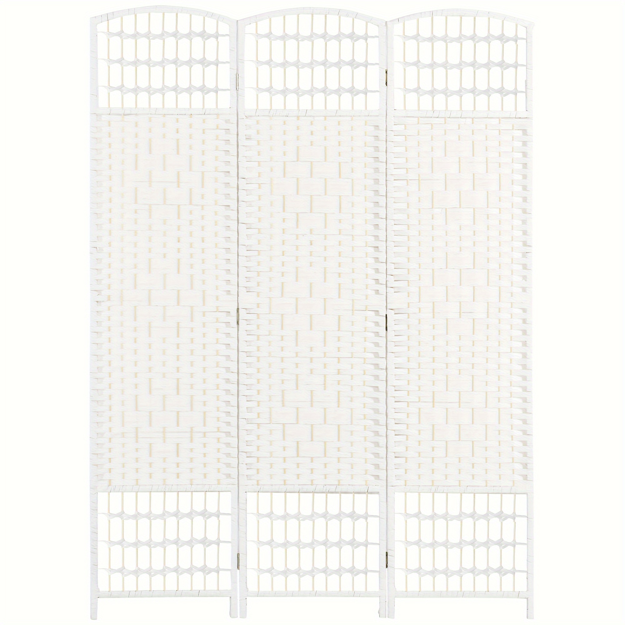 

3 Panel Room Divider, Folding Privacy Screen, 5.6' Room Separator, Wave Fiber Freestanding Partition Wall Divider For Rooms, Home, Office, White