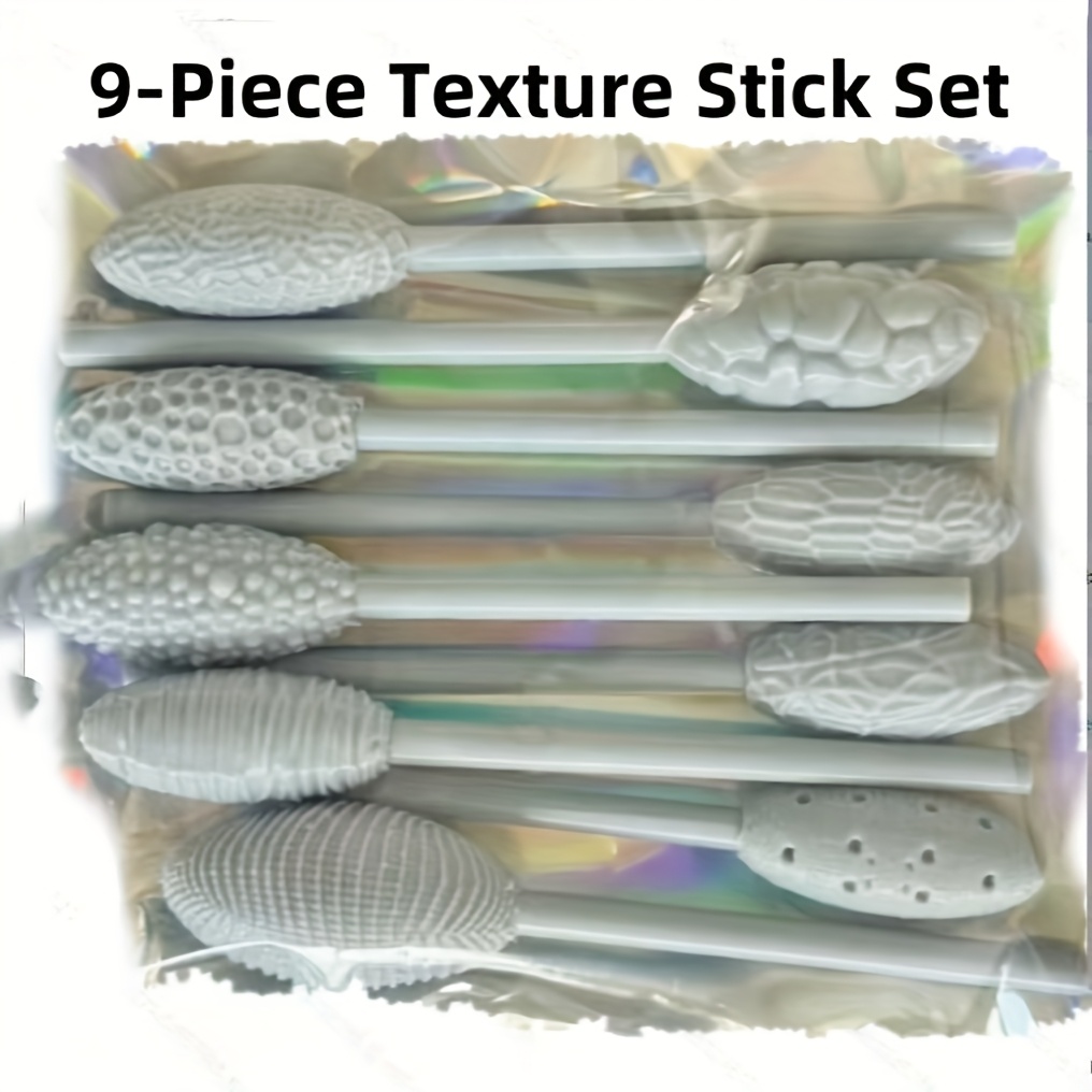 E-shop 9-teiliges Oval Textur Stempel Set - Detaillierte Schnitzwerkzeuge Ton, Herstellung und Basteln, Unaufgeladen, Bastelbedarf Filigranes Design