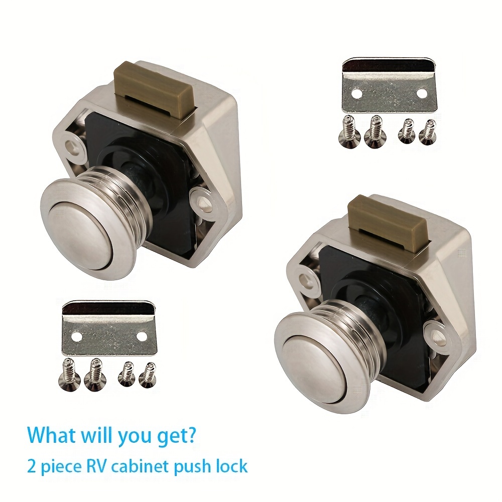 TEMU 2pcs/5pcs Pearl Nickel Rv Push Button Latch Cabinet Locks - Keyless Door Catch With , Durable Construction, And Smooth Operation - Ideal For Rvs