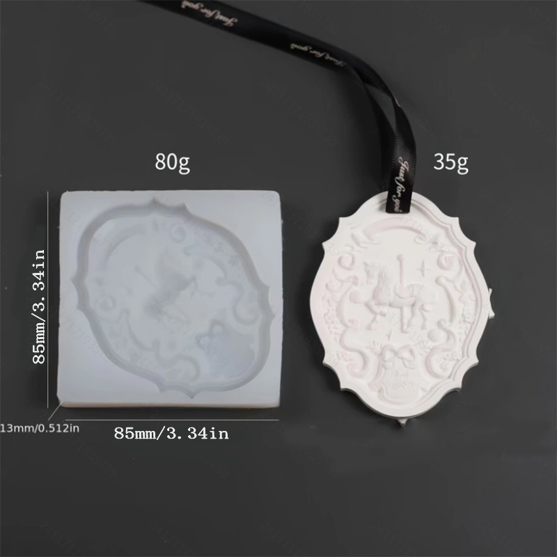 Image of 1pc Carousel Silicone Mold Epoxy Resin Mold Scented Plaster Hanging Sign Silicone Mold With Exquisite Carousel Shape Plaster Craft Car Decoration