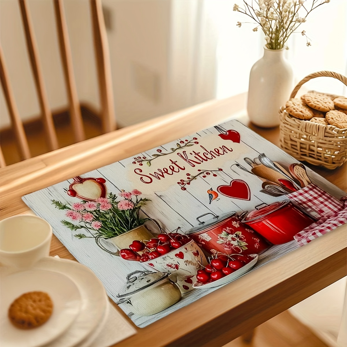 Set Of 4 Rectangular Polyester Placemats For Kitchen Table_voghion.com