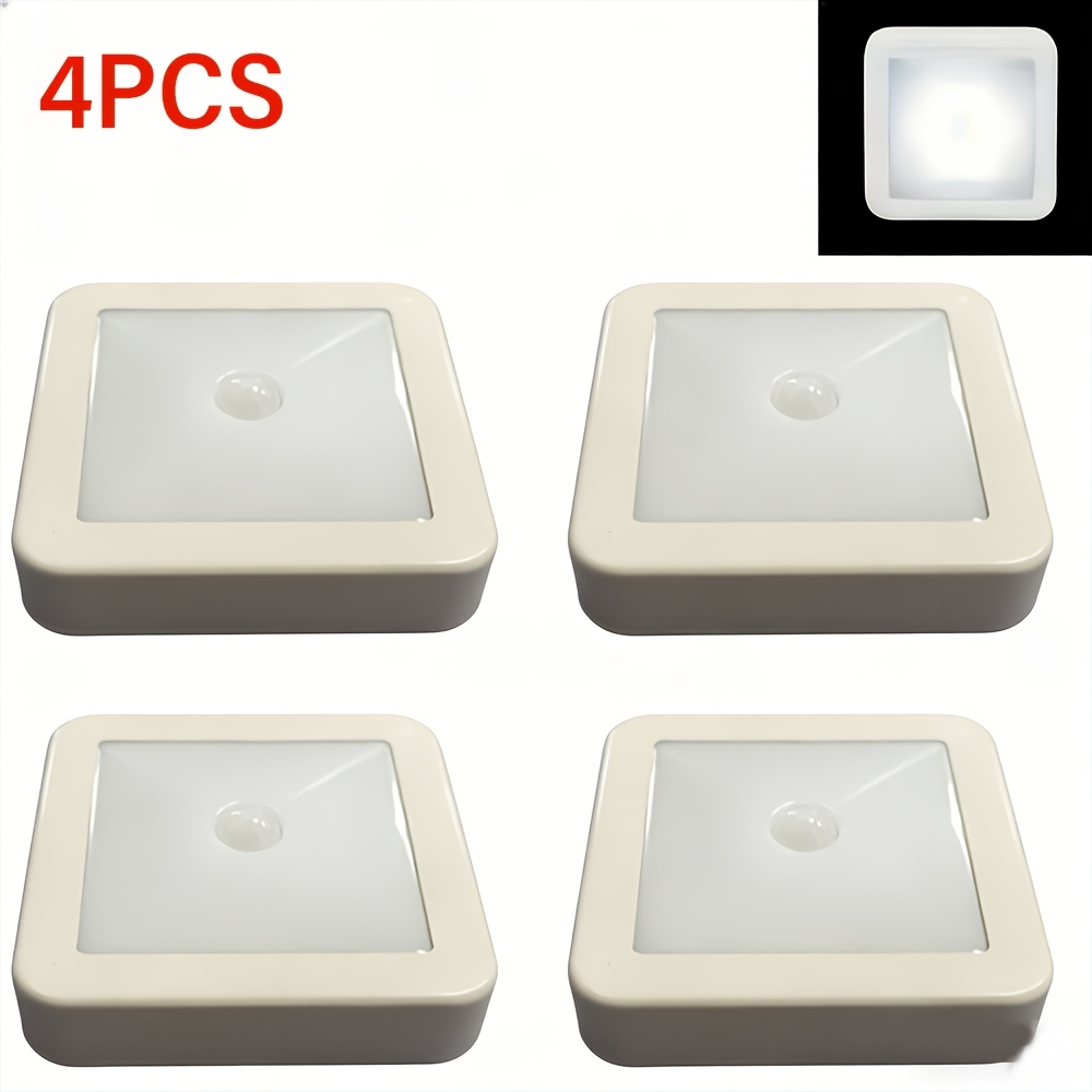 TEMU 4pcs -sensor 6-led Floor/ceiling/wall Light Set With A Design, Ideal For , Stairwells, Living Rooms, Bedrooms (batteries Not Included), Homes,