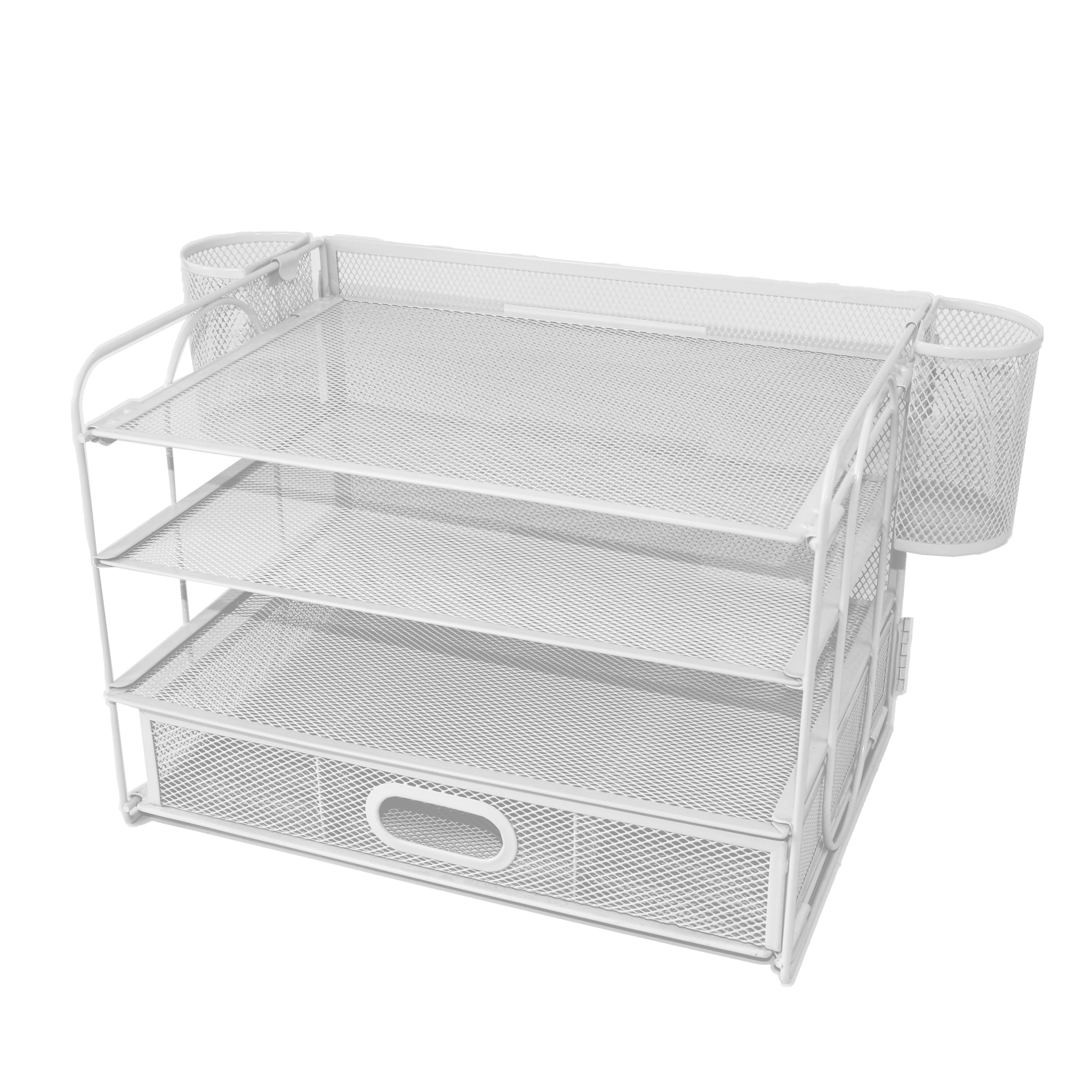 Metalen Gaas Pennenhouder met 3 Vakken - Multifunctionele Bureau Organizer