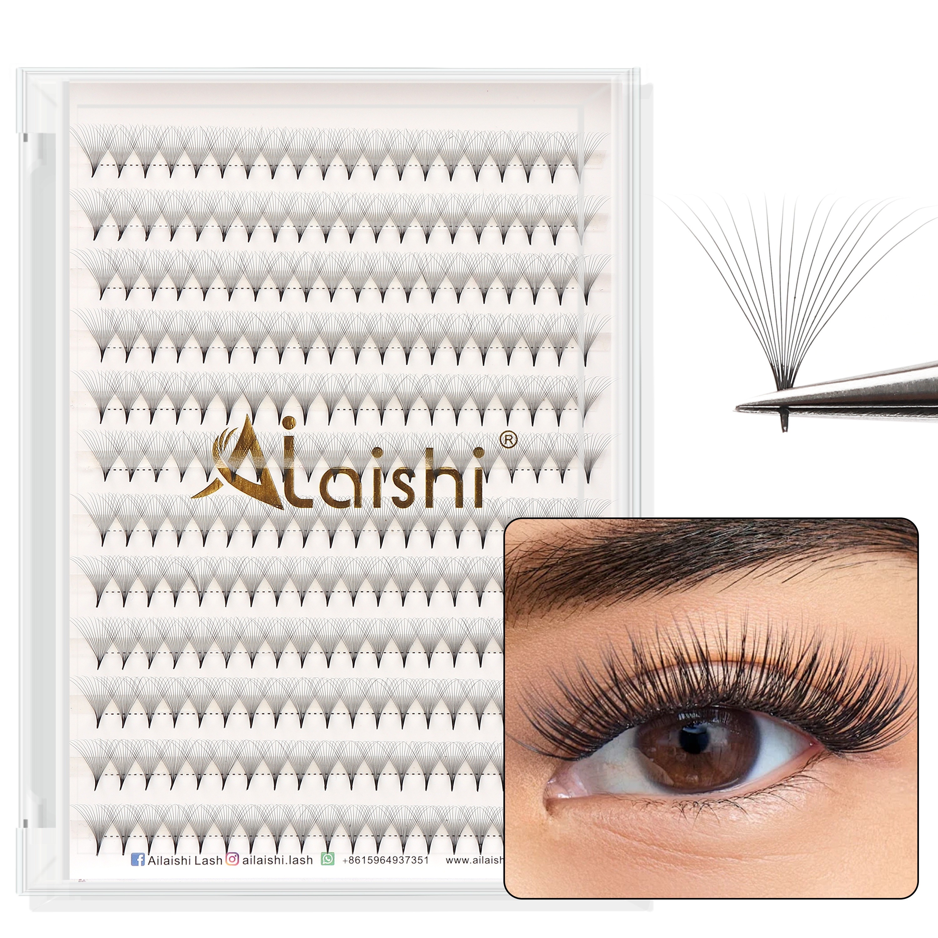 

240 Pcs Eyelashes Big Tray 15d Volume Extensions Fan Pre Made Eyelash Extension C/d Pointy Base Premade Fans - Ailaishi